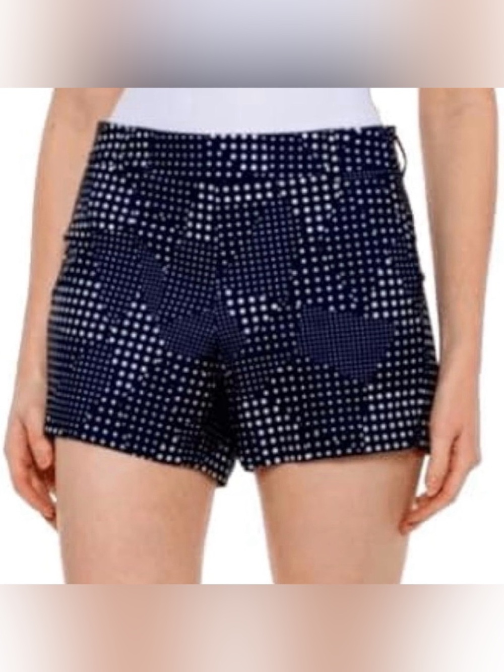 SPANX Sunshine Short 6” Navy and White Polka Dot Size Small
